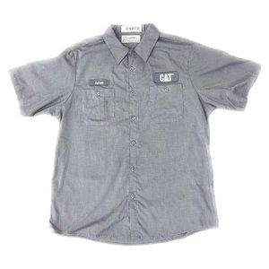 Aramark CAT Caterpillar Short Sleeve Small Checked Work Shirt Size Large